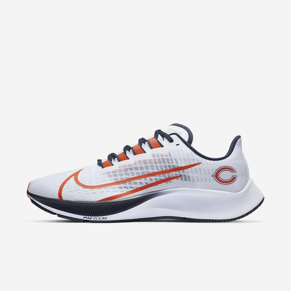 Chaussure De Running Nike Air Zoom Pegasus 37 (Chicago Bears) Blanche 9542-731 White/Pure Platinum/Marine/Brilliant Orange Homme | FBX-00472900